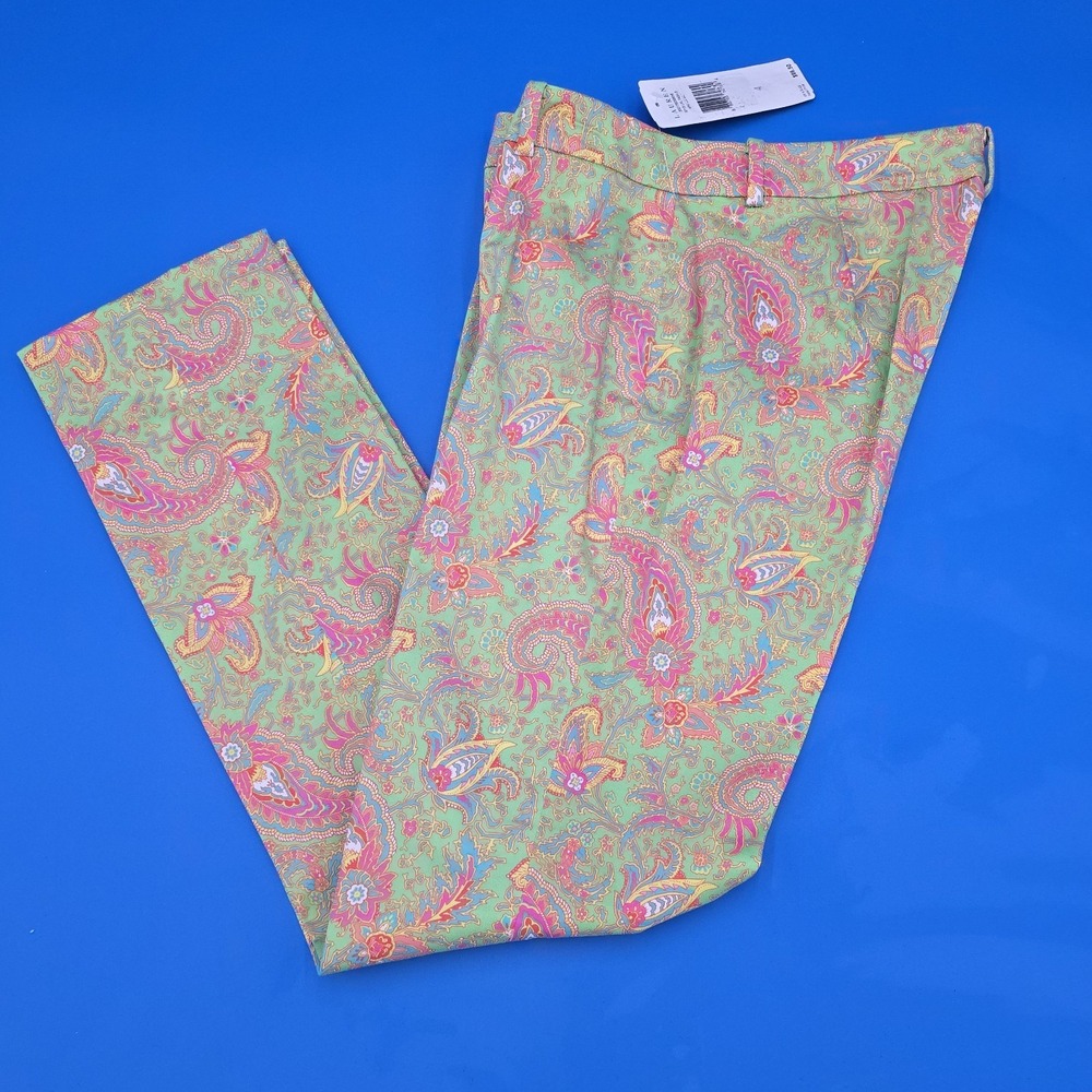 NWT NEW Lauren Ralph Lauren Pants Multicolor Paisley Floral Casual Women's 4